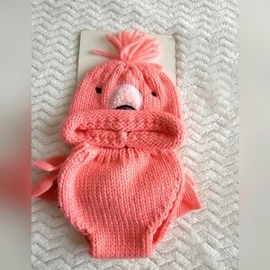 Cloud Island Baby Girl Pink Flamingo Knit Hat and Bottom
